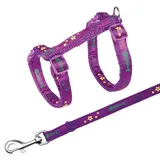 TRIXIE Katzengeschirr mit Leine, Motivband Fischgräte, 23–39 cm / 10 mm, 1,20 m