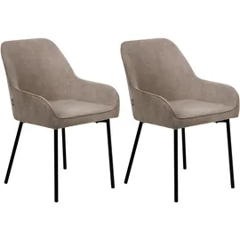 Beliani Esszimmerstuhl 2er Set LOVERNA Cord Beige