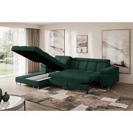 altdecor Ecksofa Cord mit Schlaffunktion 2-Sitzer Grün