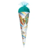 ROTH Motiv-Schultüte, Rainbow Butterfly, 50 cm, rund, Tüllverschluss