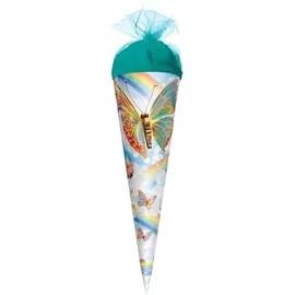 ROTH Motiv-Schultüte, Rainbow Butterfly, 50 cm, rund, Tüllverschluss