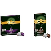 Jacobs Kaffeekapseln Lungo Intenso, Intensität 8 von 12, 200 Nespresso®* kompatible Kapseln, 10 x 20 Getränke & Kapseln Espresso Intenso, Intensität 10,100 Nespresso®* kompatible Kaffeekapseln, 10x10