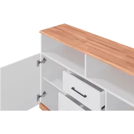 OTTO home Ribe Sideboard 130 cm x 80 cm Weiß/Kernbuche Massivholz
