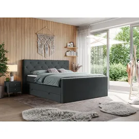 MKS boxspringbett KING VELEN 160/200 Dunkelgrau Struktur - H3