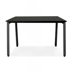 Besprechungstisch Schwarz Holz Metall | Konferenztisch mit Großer Arbeitsfläche | Modernes Design | 160x160x74,5 cm | Kadima Design