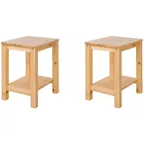 Homestyle4u Holzhocker 2er Set Sitzhocker Kiefer Holz Natur 38 x 47 x 32 cm Braun