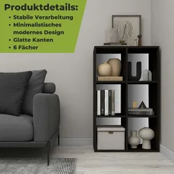 Standregal Delta-6 Schwarz Bücherregal Holz Standregal Raumteiler