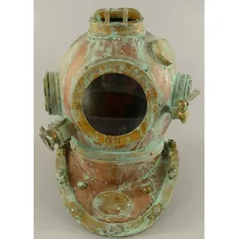 Casa Padrino Antik Stil Deko Taucherhelm Kupfer brüniert / Messing / Antik Grün 42 x 35 x H. 47 cm - Wohnzimmer Deko - Schreibtisch Deko - Luxus ... - Gold/Grün