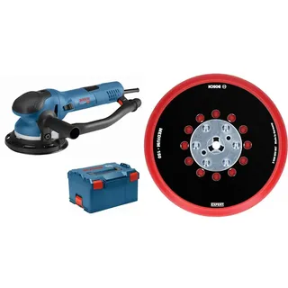 Bosch Professional Exzenterschleifer GET 75-150 (750 W, Schleifteller-Ø: 150 mm, in L-BOXX) + 1x Expert Multihole Universalstützteller (Version mittel, Ø 150 mm, Zubehör Exzenterschleifer)