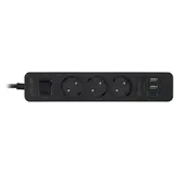 InLine Steckdosenleiste, 3x USB, Überspannungsschutz, Quick Charge, 3-fach, 1.5m, schwarz (16491S)