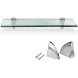Vingo - swanew Glasregal Wandregale mit Halterung Glasboden Badregal Bad Ablage Glasablage Regal Glas Badablage Glasscheibe Halterung Regale Klarglas