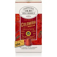 Caffè Corsini - Kolumbien 100 Kompatible Nespresso-Kapseln, 100% Arabica Kaffee, Intensität 7/13, 10 Boxen mit 10 Kapseln, 520g