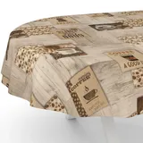 ANRO Wachstuchtischdecke Wachstischdecke Wachstuch Tischdecke abwaschbar Gartentischdecke Coffee Oval 240x140cm Schnittkante