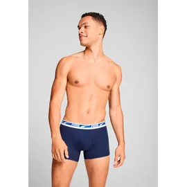 Puma Boxershorts PUMA "PUMA MEN EVERYDAY MULTI LOGO BOXERS 2P", Herren, Gr. S, blau (navy combo), Single Jersey, Obermaterial: 95% Baumwolle, 5% Elasthan, körpernah, Unterhosen, Komfortabler Logobund