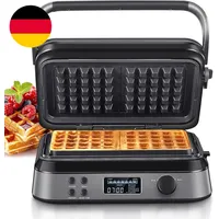 Waffeleisen 1600W, Doppelwaffeleisen Für Belgische Waffeln, 5 Programme, 7 Bräun