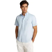 Tommy Hilfiger Herren Hemd Flex Poplin Solid Kurzarm, Blau
