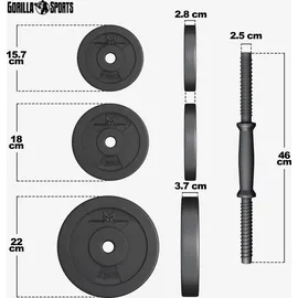 GYRONETICS Kurzhantel Set 30 kg schwarz - 16 Gewichte mit 2 Kurzhanteln, Griff gerändelt, rutschfest