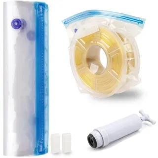 NVQVQ Filament Beutel Vakuum Kit,12 Stück 3D Filament Aufbewahrung, Wiederverwendbare Aufbewahrungsbeutel für die Filament Aufbewahrung Feuchtigkeitsfester,Vakuumversiegelter Filament Beutel
