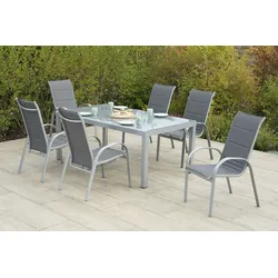Garten-Essgruppe MERXX "Amalfi", silber (silber, grau), Polyester, Aluminium, Polyester, Sitzmöbel-Sets