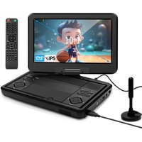 KCR Tragbarer DVD-Player, 25,7 cm (10,1 Zoll), eingebauter Fernseher DVB-T2 mit schwenkbarem LED-Bildschirm und/oder USB/HDMI/AV, wiederaufladbarer Akku und Dual-Stereo-Lautsprecher, kleiner Fernseher