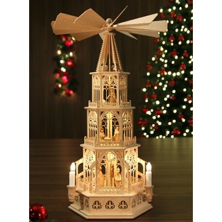 Pyramide elektrisch Tilgner Pyramide Erzgebirge mit Figuren aus Seiffen, 55cm