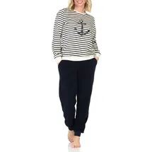 normann Frottee Pyjama gestreift Weiß 56-58