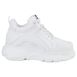Plateausneaker BUFFALO "CORIN", Damen, Gr. 37, weiß, Lederimitat, sportlich, Schuhe, Schnürschuh, Freizeitschuh, Ugly Sneaker mit typischer Plateausohle