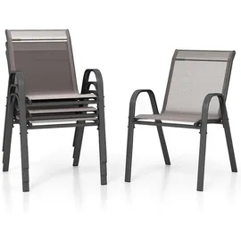 Costway Gartensessel 56 x 70 x 84 cm grau/schwarz 4 St.