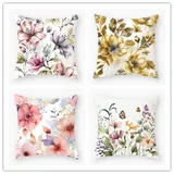 Kissenbezug 80x80 Pink Retro Tiere Kopfkissenbezug 80x80 Baumwolle Leinen sofakissen mit Reißverschluss Dauerhaft Kissenbezüge 80x80 Knitterfreie Starke Atmungsaktivität Couchkissen 4 Pcs