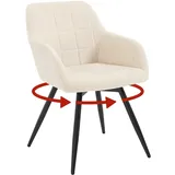WOLTU drehbarer Esszimmerstuhl, Samt gepolsterter ergonomischer Küchenstuhl mit Metallbeinen, Esszimmerstuhl mit Rücken- und Armlehnen, für Küche, Wohnzimmer, Balkon, Beige, EZS85be-1