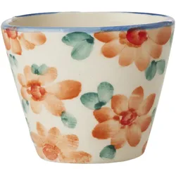 RICE Keramik Espressotasse Handgemacht Blumen Orange, 70 ml L:7 cm, B:5 cm, H:6 cm