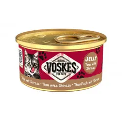 Voskes Jelly Thunfisch mit Shirasu Nassfutter Katze (24x85 g) 2 Paletten (48 x 85 g)