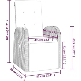 vidaXL Gartensessel 57,9 x 57,9 x 108 cm grau 1 St.
