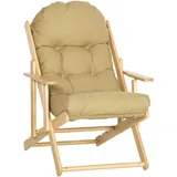 Akzentsessel, Relaxsessel, Verstellbare Rückenlehne, Buchenholzrahmen, Bis 120 Kg, Braun