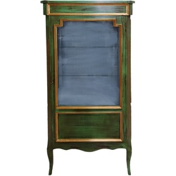 Casa Padrino Barock Vitrine Antik Stil Grün / Gold Vitrinenschrank 160 cm - Wohnzimmer Schrank - Antik Stil Möbel