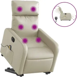 vidaXL Massagesessel mit Aufstehhilfe Elektrisch Kunstleder 89,5 x 95,5 x 0 cm Creme