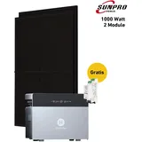 Balkonkraftwerk Balkonkraftwerk Balkonstrom Balkonkraftwerk 1000W Solaranlage mit Speicher | 2x Solarmodul Bifazial | Hoymiles HiBattery 4020X | Kabel 2m - 0 % MwSt. (gem. § 12 Abs. 3 UStG)