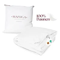 maxiga Sommer Daunendecke 155x220cm Premium 100% Gänsedaune Füllgewicht: 1200 Gramm, Sommerdecke Federbett 100% Baumwolle & Nature Hypoallergen - Weiß