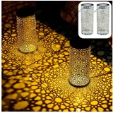 Marrakesch Orient & Mediterran Interior 2er Set Orientalische Solarlaterne Solar Laterne Windlich Noum Grün