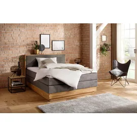 Home Affaire Boxspringbett HOME AFFAIRE "Cavan", grau (anthrazit), L:220cm, Microfaser (100% Polyester), Komplettbetten, Boxspringbett, Eiche, inkl. Bettkasten & Topper, verschiedene Härtegrade (auch H4)