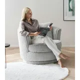 furn.design Drehsessel in hellgrau Mega-Cord Sessel 360° drehbar inklusive Kissen Comfy