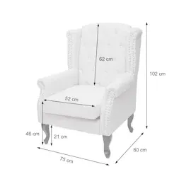 Mendler Sessel Chesterfield, Relaxsessel Clubsessel Ohrensessel, wasserabweisend Stoff/Textil ~ dunkelgrau mit Ottomane