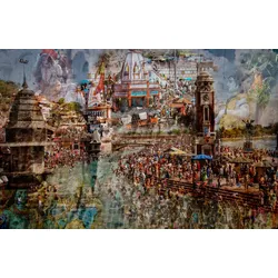 Fototapete PAPERMOON "Photo-Art RALF KAYSER, HEILIGES INDIEN", bunt, B:3,50m L:2,60m, Vlies, Tapeten