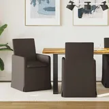 MOBCANT Esszimmerstühle mit ergonomischem Komfort und Rollen, moderner Leinen Dunkelgrau Finish, für Esszimmer und Wohnzimmer, 57 x 67 x 95 cm