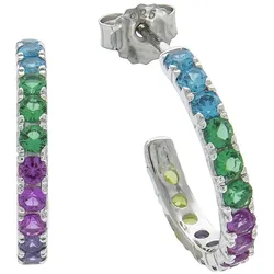 Zeeme Silber Ohrringe 925 Silber rhodiniert Zirkonia multi