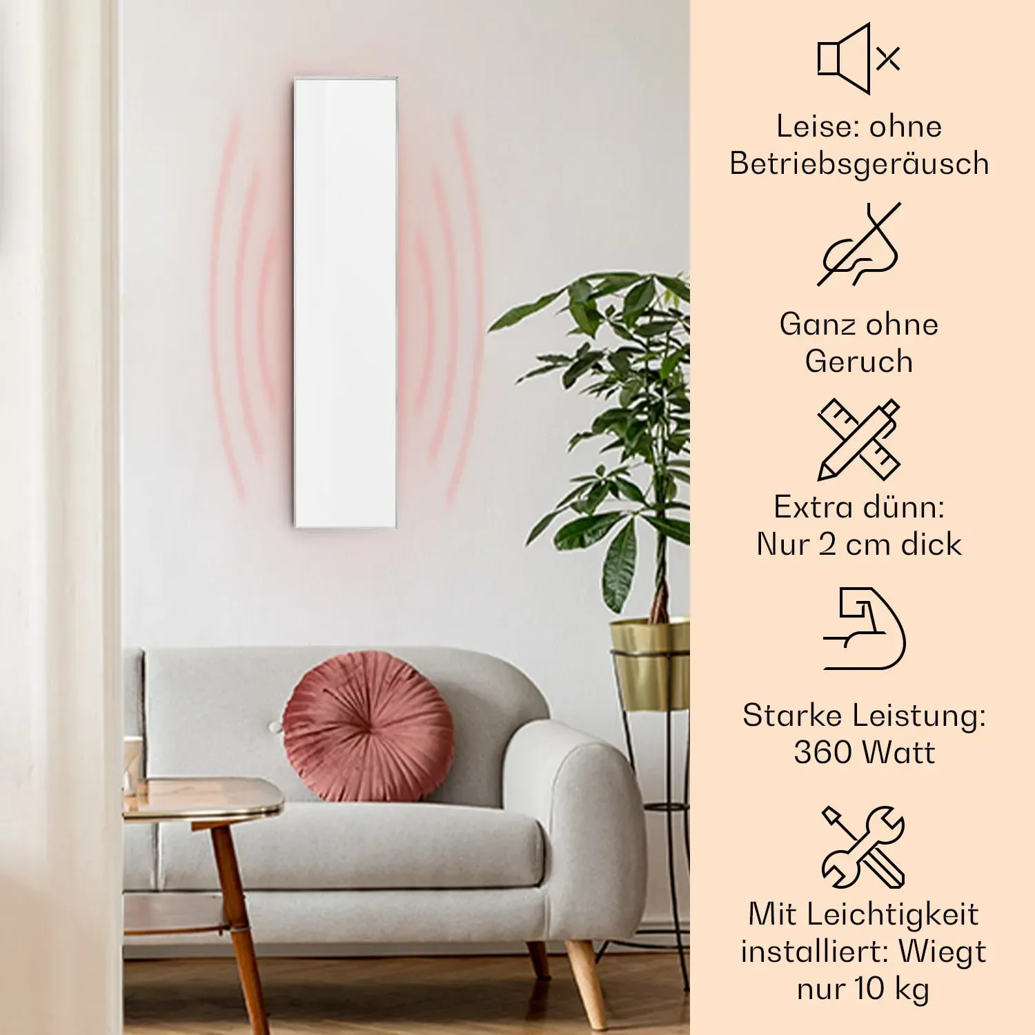 Wonderwall Air 36 Infrarotheizung 120x30cm 360W Wandinstallation Fernbedienung