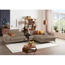 W.Schillig Eckcouch Leder 3-Sitzer Braun