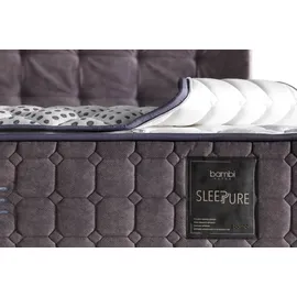 Bambi Sleepure Boxspringbett-Set Waschbarer Bezug Hygiene Fest 31cm H3-H4 – 120 / 200 - Grau