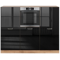 Vicco Küchenzeile R-Line Solid Eiche Schwarz 180 cm modern Küchenschränke Küchenmöbel