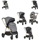 Cangaroo Kinderwagen 2 in 1 Hydra Babywanne Sportsitz Fußabdeckung Moskitonetz grau